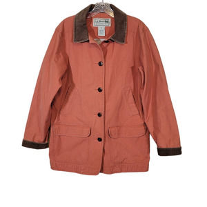 VTG L.L. Bean Women's Cotton Barn Chore Coat Jacket Collared Orange Size Medium